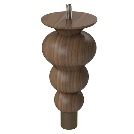 Designs Of Distinction 6" Tipt Toe Bun Foot with bolt and 1" Warm Bronze Ferrule - Walnut 01242006WLWB6